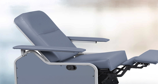 custom comfort medtek blue reclining medical furniture